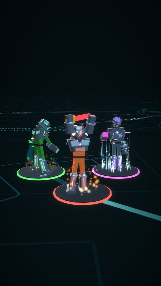Three geared fighters in matching colour sets